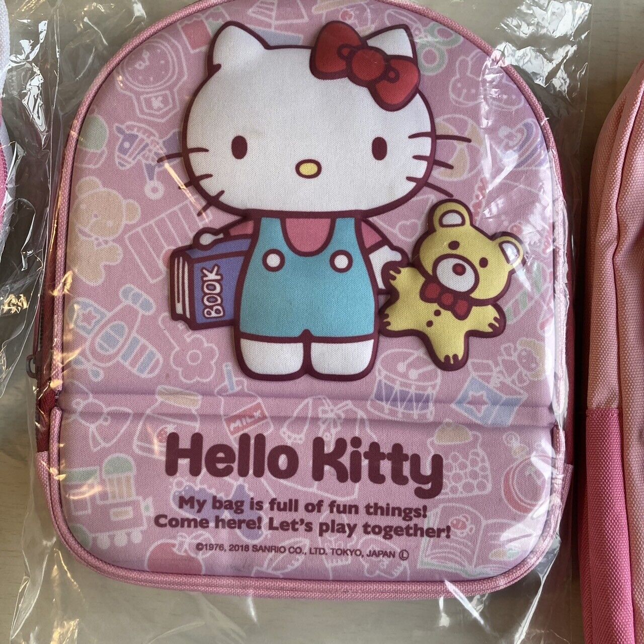 Sanrio Hello Kitty Ruck sack Bag Backpack 3 Set Pink Face Plush Toy Anime Japan