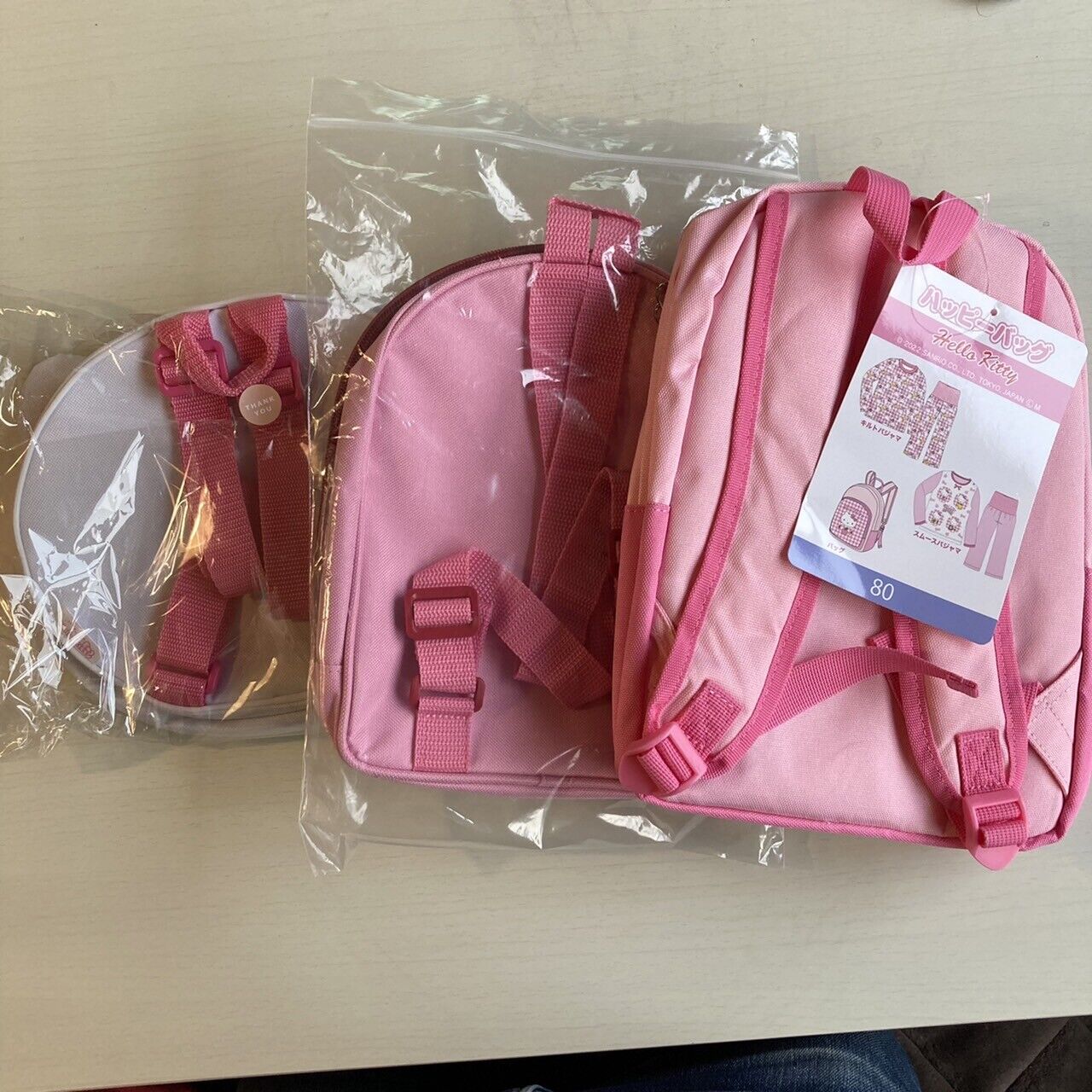 Sanrio Hello Kitty Ruck sack Bag Backpack 3 Set Pink Face Plush Toy Anime Japan