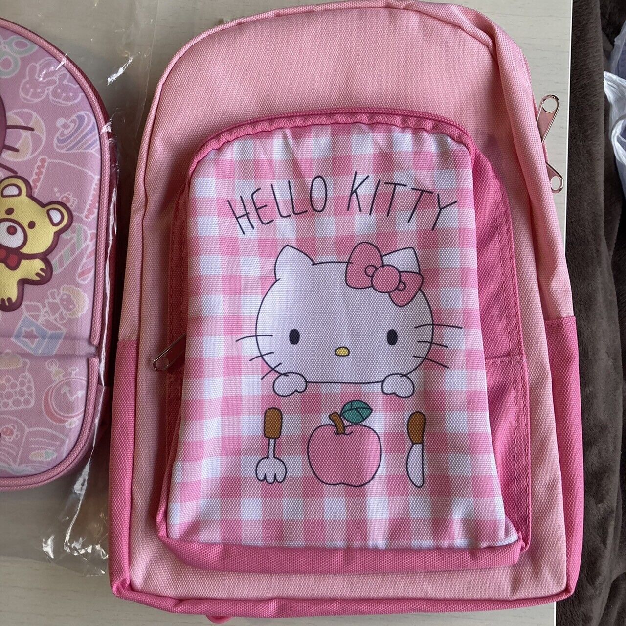 Sanrio Hello Kitty Ruck sack Bag Backpack 3 Set Pink Face Plush Toy Anime Japan