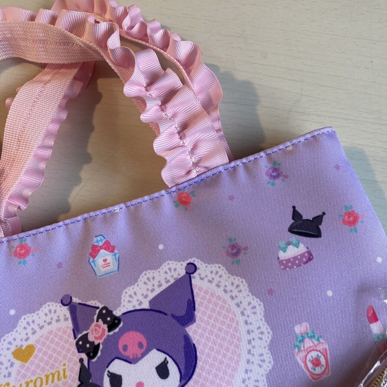 Sanrio Kuromi Tote Bag & Pouch Set Purple Pink frill Anime Character Manga Japan