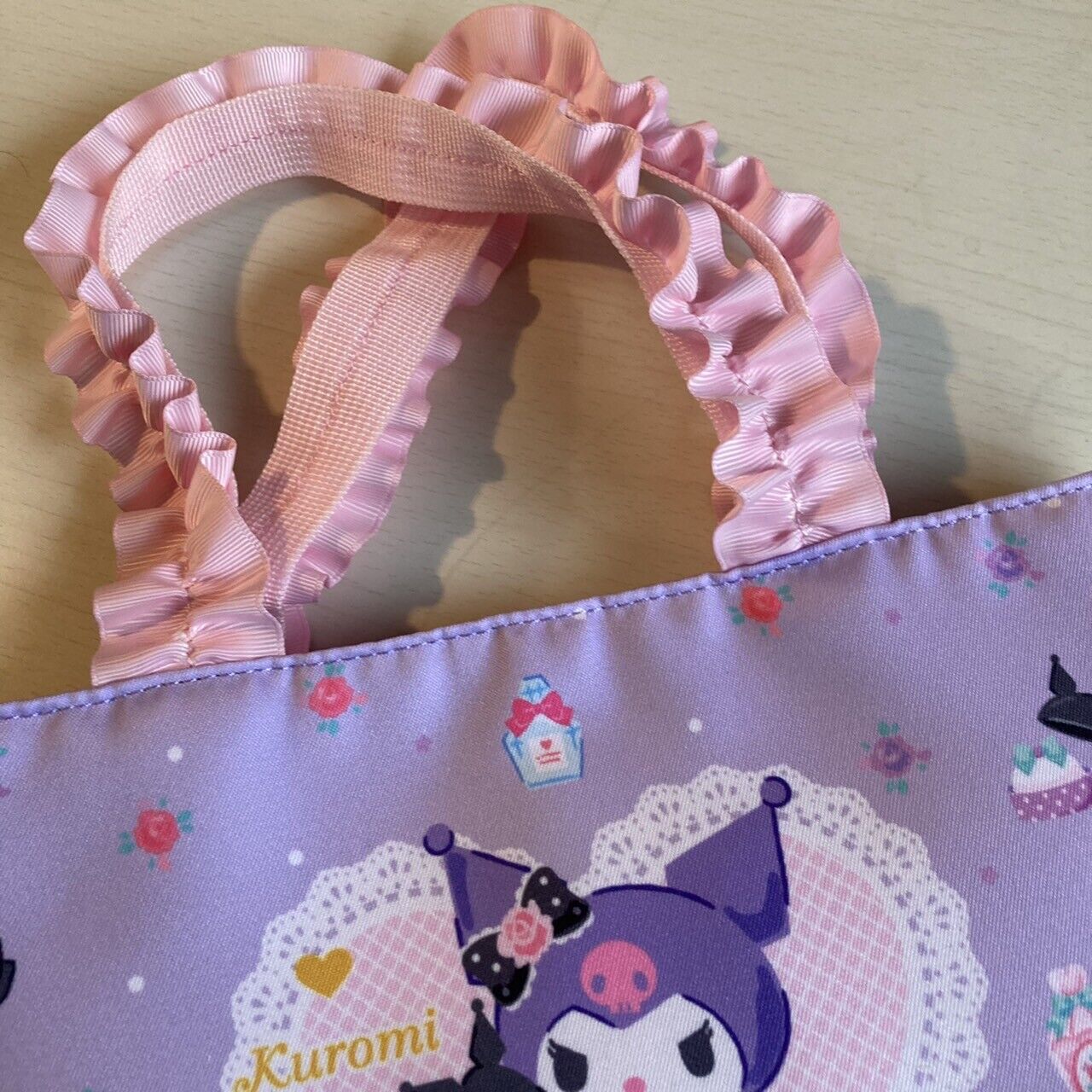 Sanrio Kuromi Tote Bag & Pouch Set Purple Pink frill Anime Character Manga Japan