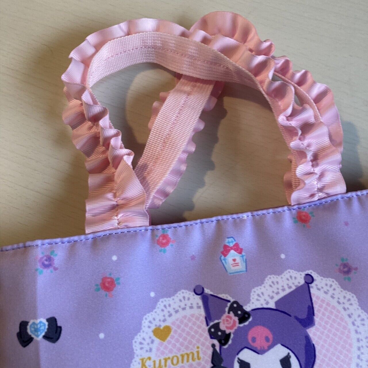 Sanrio Kuromi Tote Bag & Pouch Set Purple Pink frill Anime Character Manga Japan