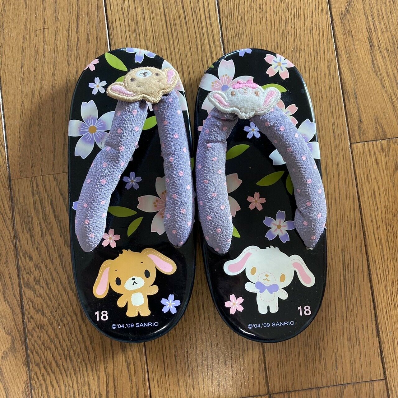 SugarBunnies Geta Japanese Traditional Shoes Clogs Slippers Sanrio Kids 18cm