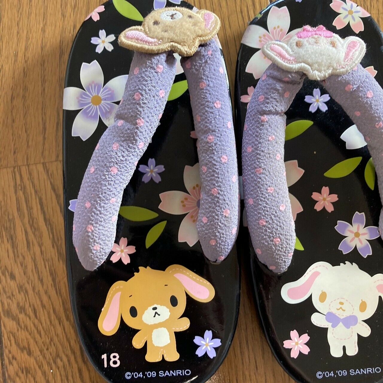 SugarBunnies Geta Japanese Traditional Shoes Clogs Slippers Sanrio Kids 18cm