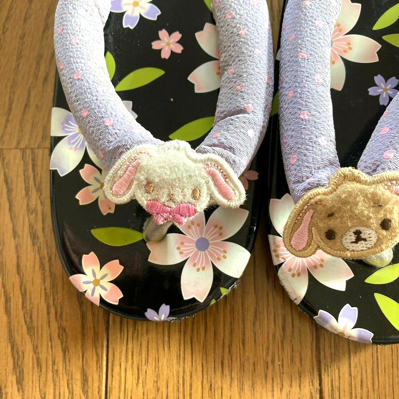 SugarBunnies Geta Japanese Traditional Shoes Clogs Slippers Sanrio Kids 18cm