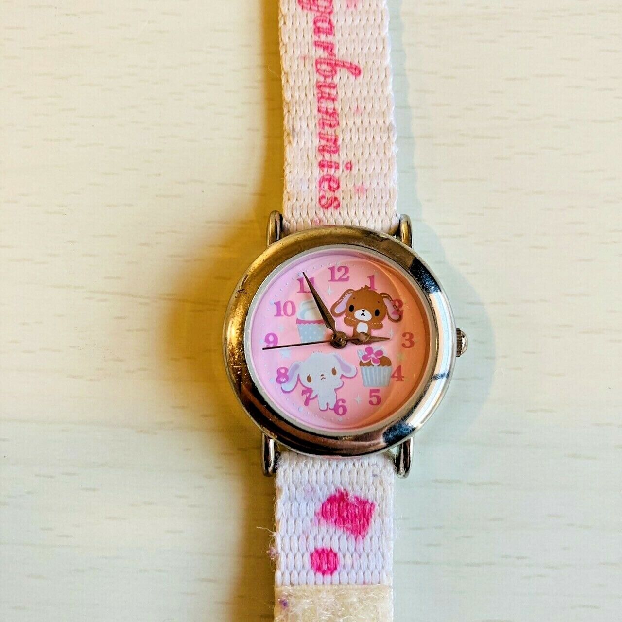 Sanrio Sugar Bunnies Watch Kids Wristwatch Analog Shirousa Kurousa Pink Kawaii