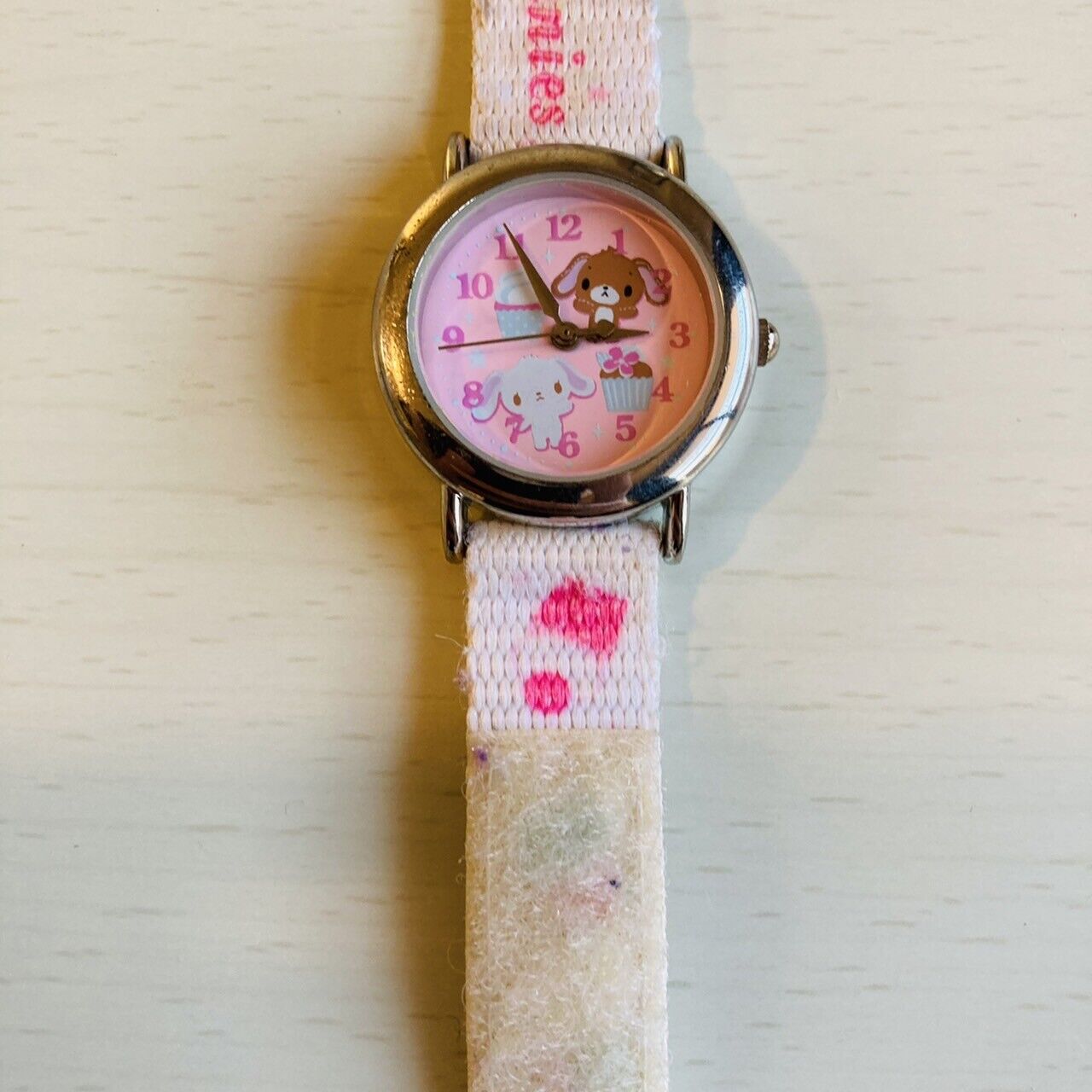 Sanrio Sugar Bunnies Watch Kids Wristwatch Analog Shirousa Kurousa Pink Kawaii