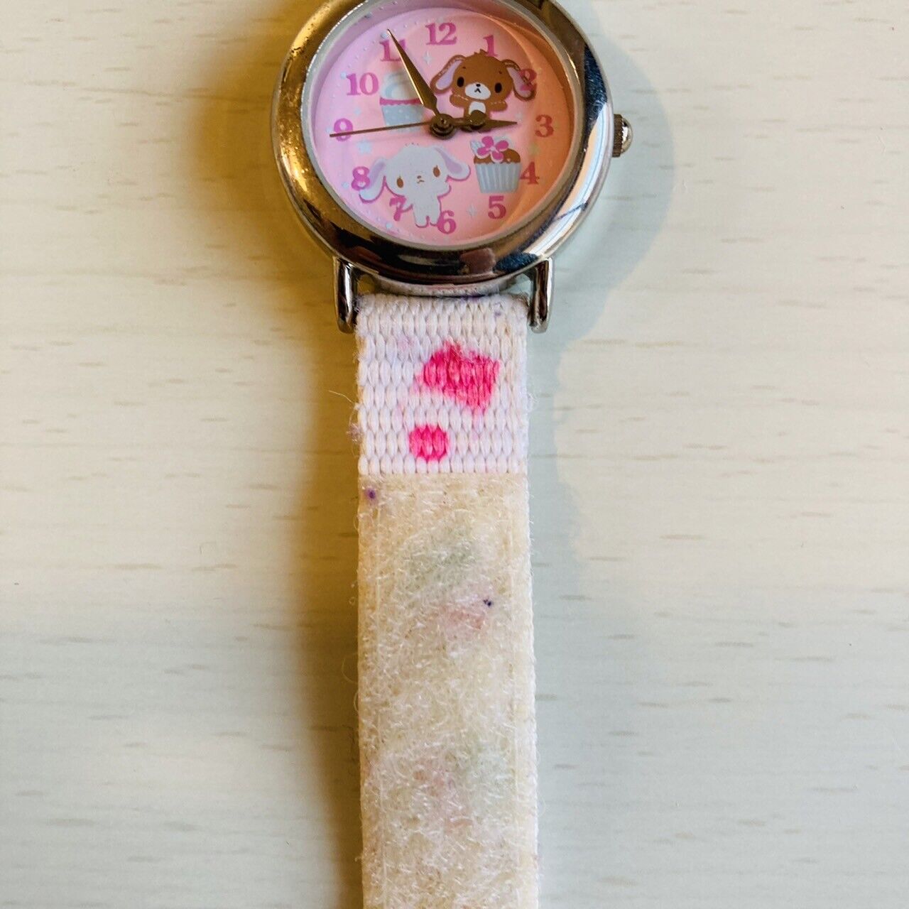 Sanrio Sugar Bunnies Watch Kids Wristwatch Analog Shirousa Kurousa Pink Kawaii