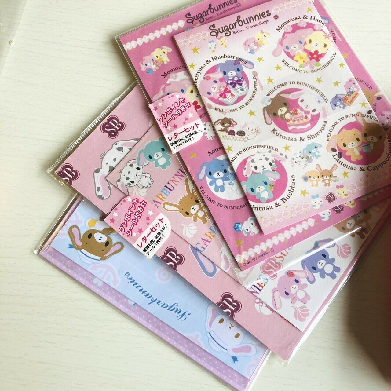 Sanrio Sugar Bunnies Bag 3 Letter Writing Sets Envelopes Pink Kawaii Character