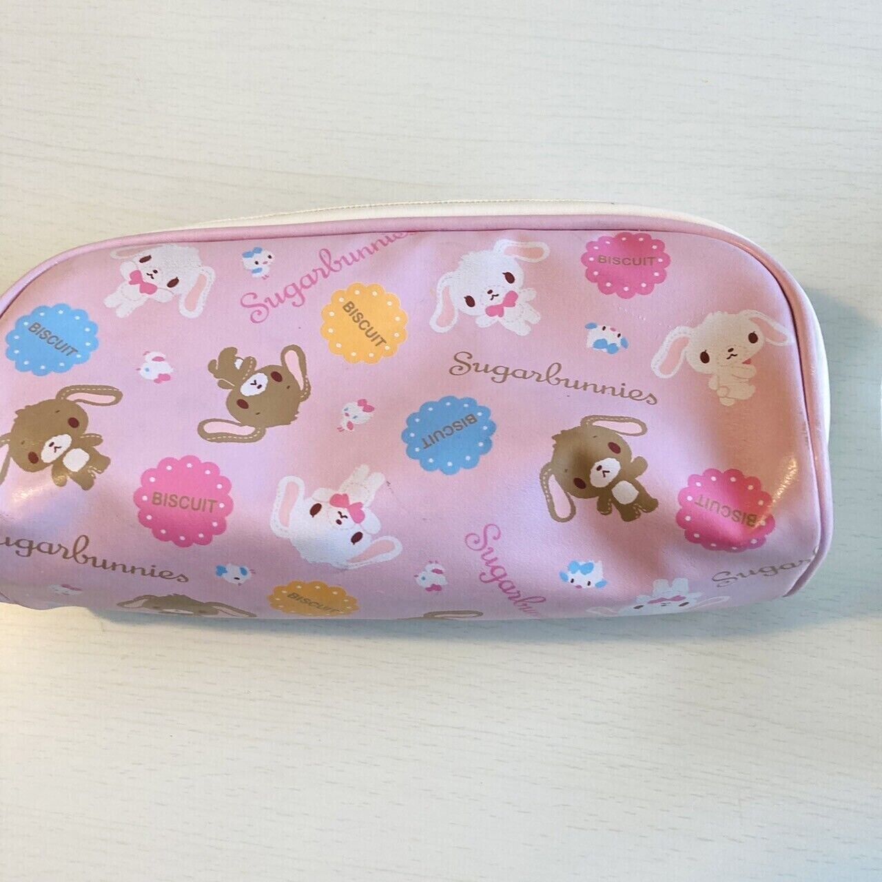 Sanrio Sugar Bunnies Pencil Case Stationery Shirousa Kurousa Biscuit Pink Kawaii