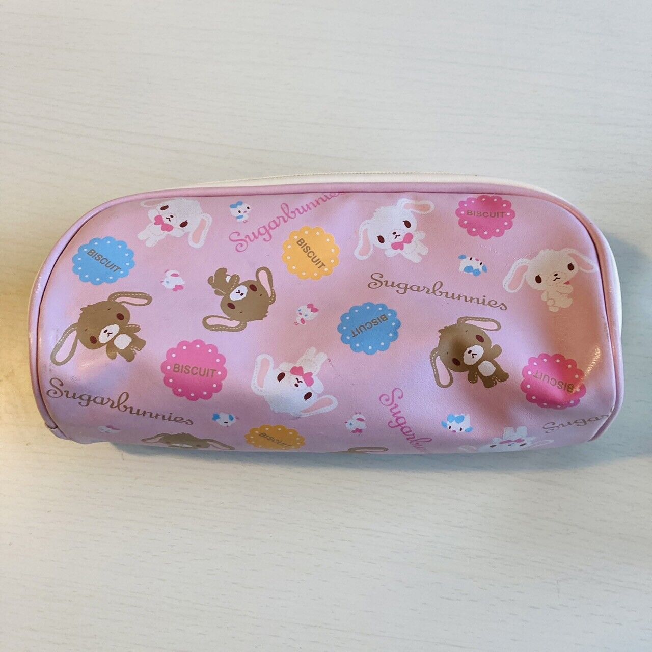 Sanrio Sugar Bunnies Pencil Case Stationery Shirousa Kurousa Biscuit Pink Kawaii