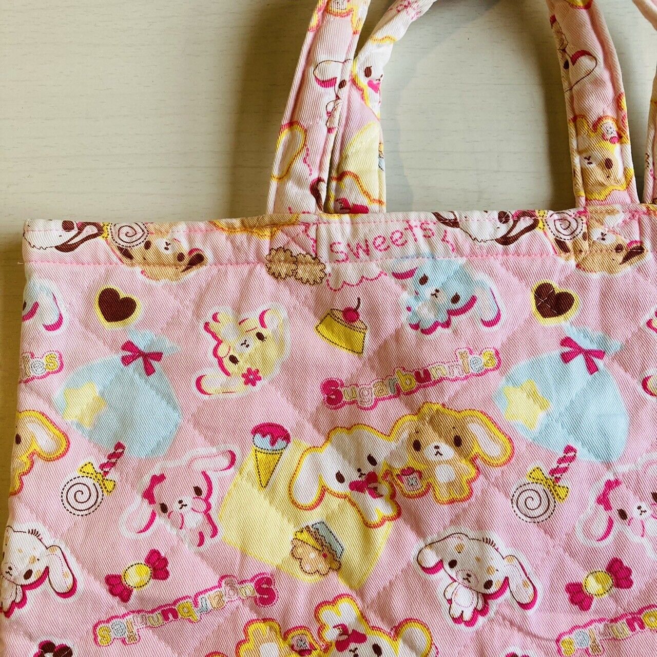 Sanrio Sugar Bunnies Tote Bag Kids Baby Shirousa Kurousa Pink RARE Characters