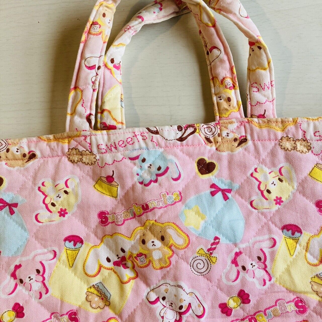 Sanrio Sugar Bunnies Tote Bag Kids Baby Shirousa Kurousa Pink RARE Characters