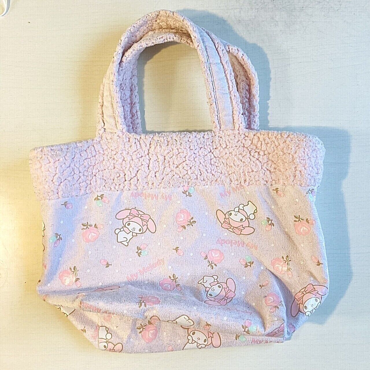 Sanrio My Melody Tote Bag Fluffy Pink Flowers Characters RARE Kawaii Animation