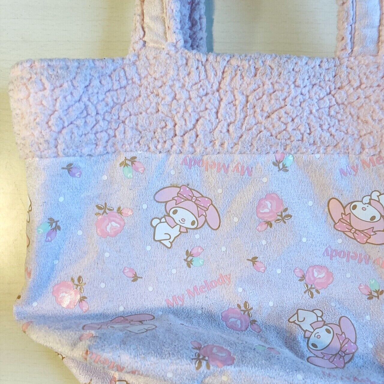 Sanrio My Melody Tote Bag Fluffy Pink Flowers Characters RARE Kawaii Animation