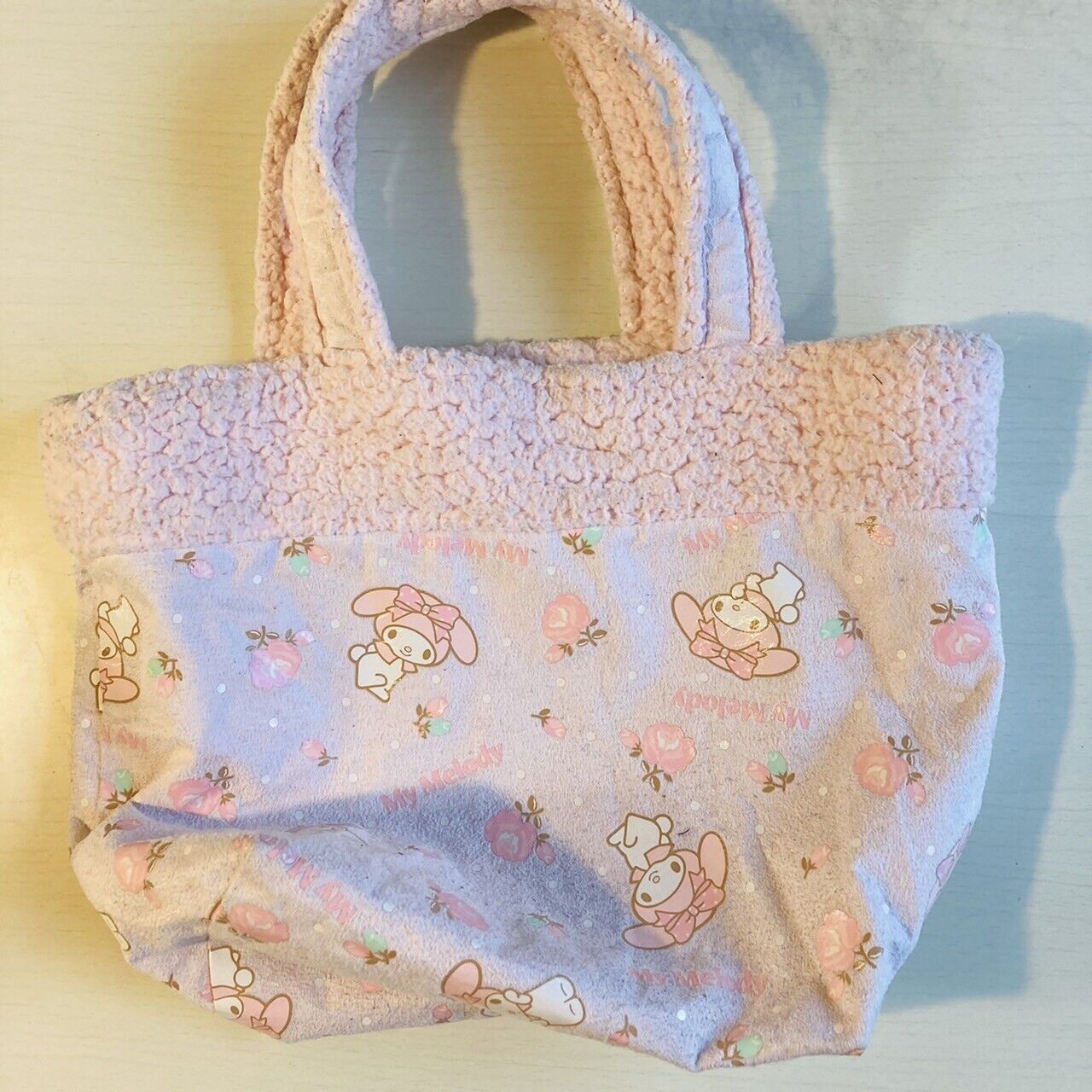 Sanrio My Melody Tote Bag Fluffy Pink Flowers Characters RARE Kawaii Animation