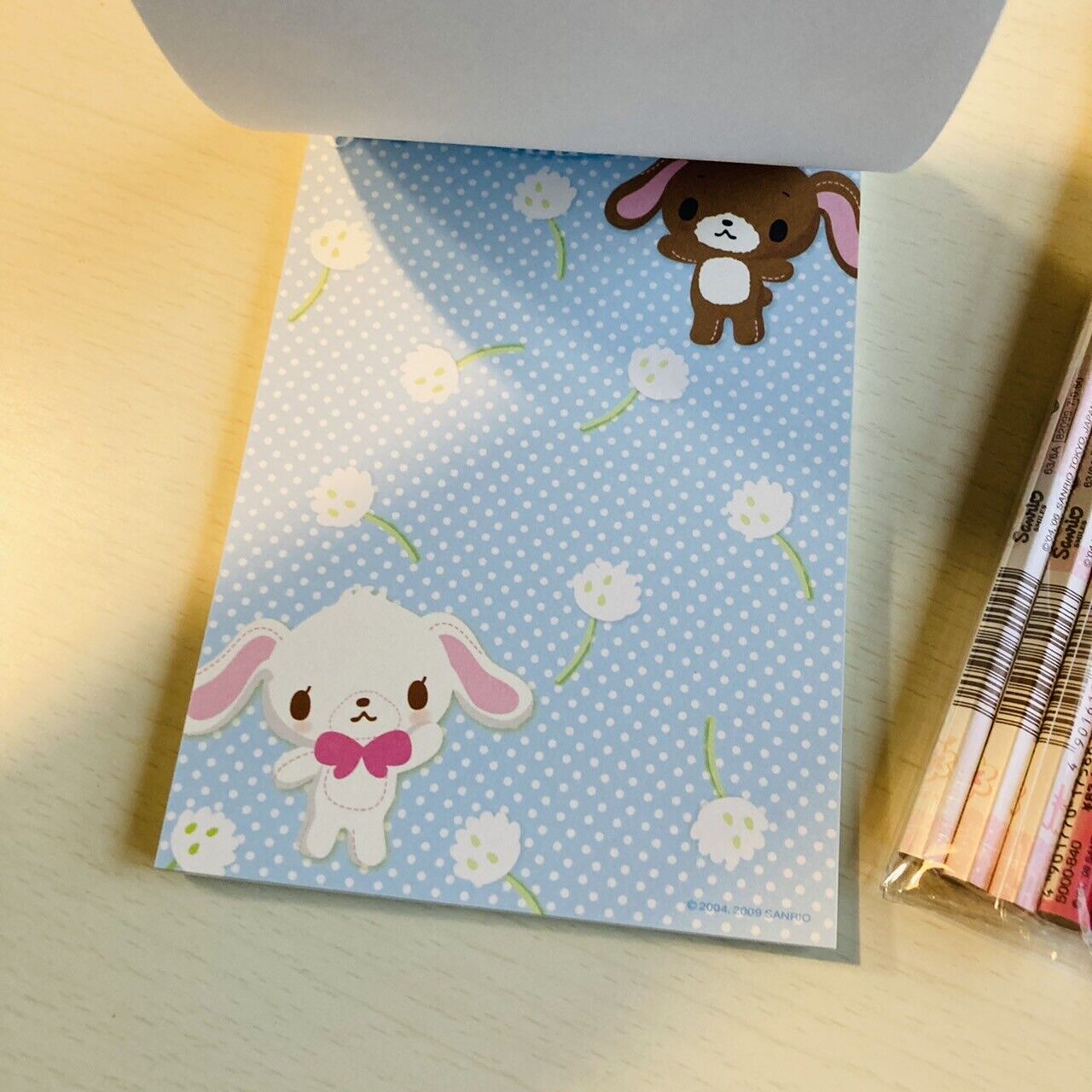 Sanrio Sugar Bunnies Memo Pad Notepad Pencils Pencil Cap Lid Set Stationery Rare