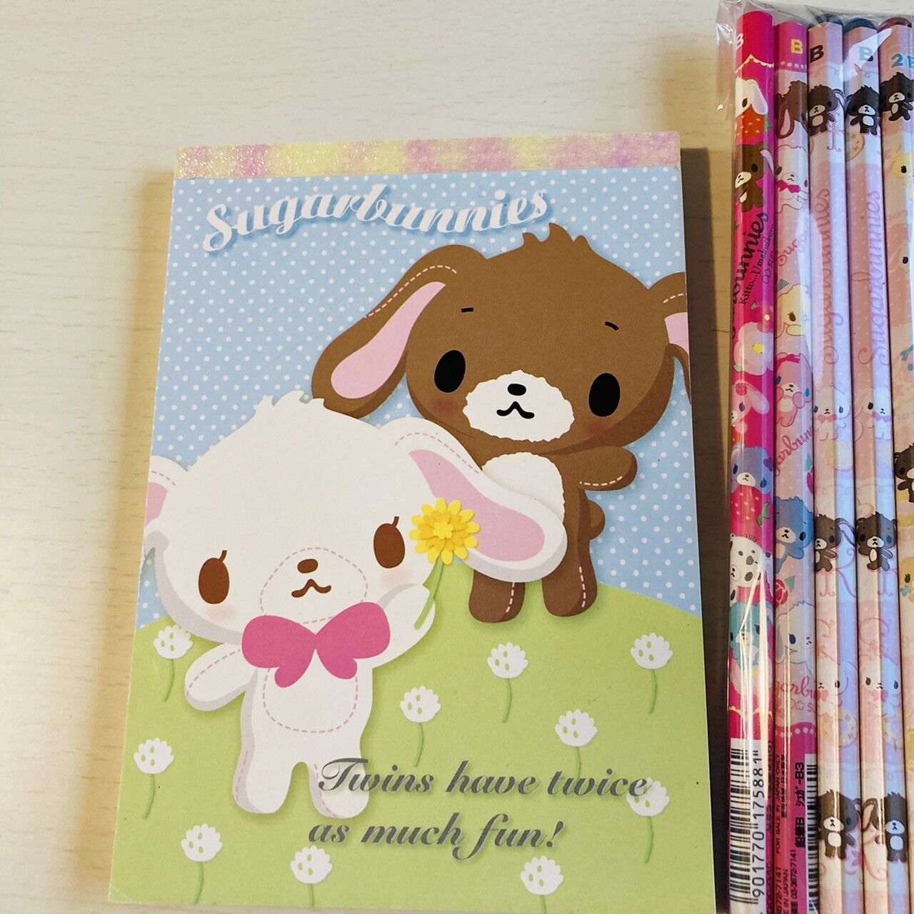 Sanrio Sugar Bunnies Memo Pad Notepad Pencils Pencil Cap Lid Set Stationery Rare