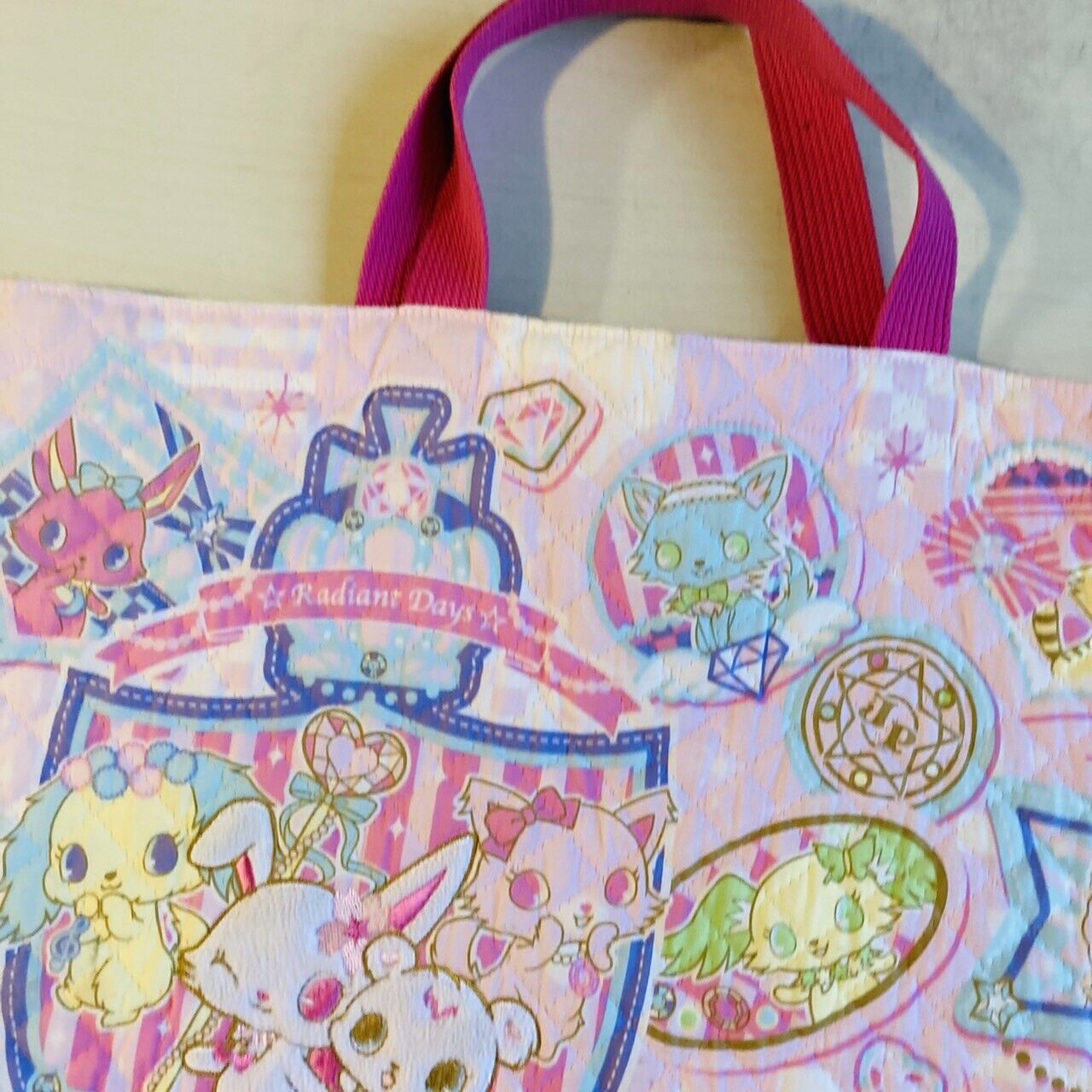 Sanrio Jewelpet Tote Bag School Lesson Pink RARE Characters Cute Lovely Kawaii