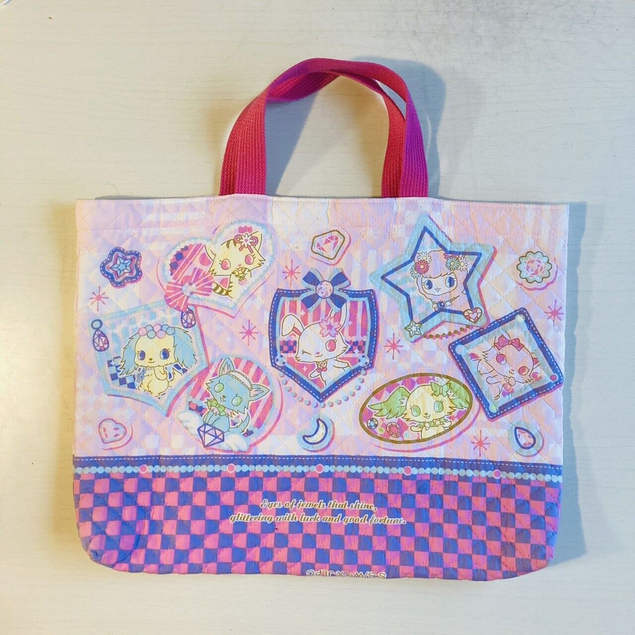 Sanrio Jewelpet Tote Bag School Lesson Pink RARE Characters Cute Lovely Kawaii