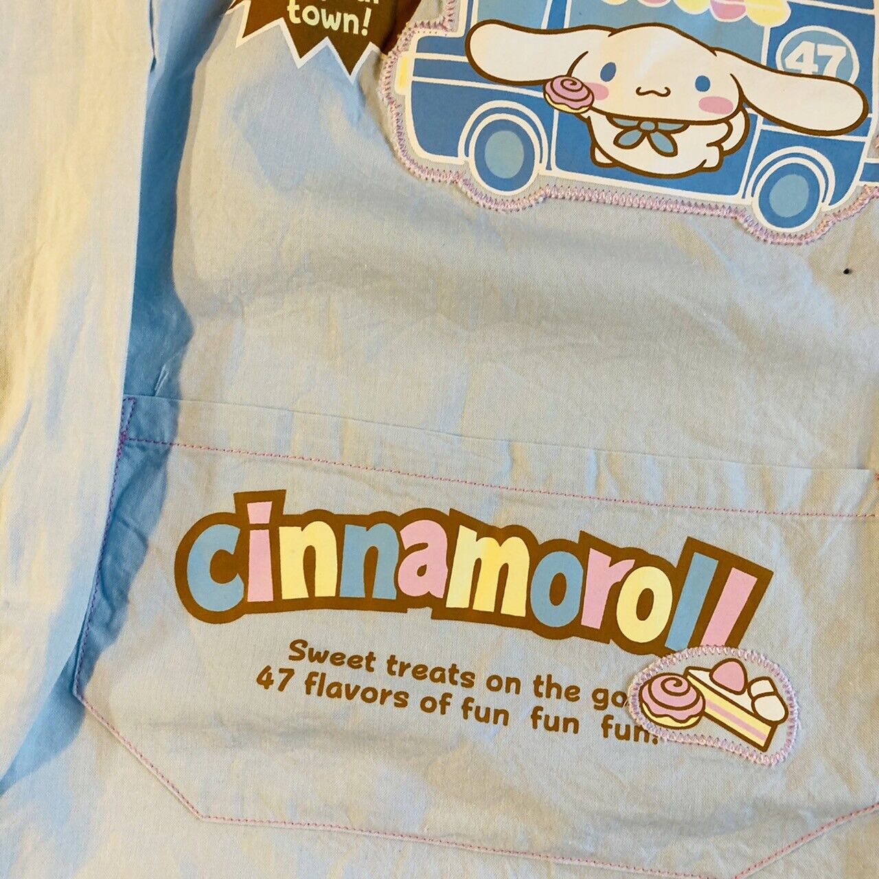 Sanrio Cinnamonroll Smock Apron Long Sleeves Kids Light Blue Play Cooking Kawai