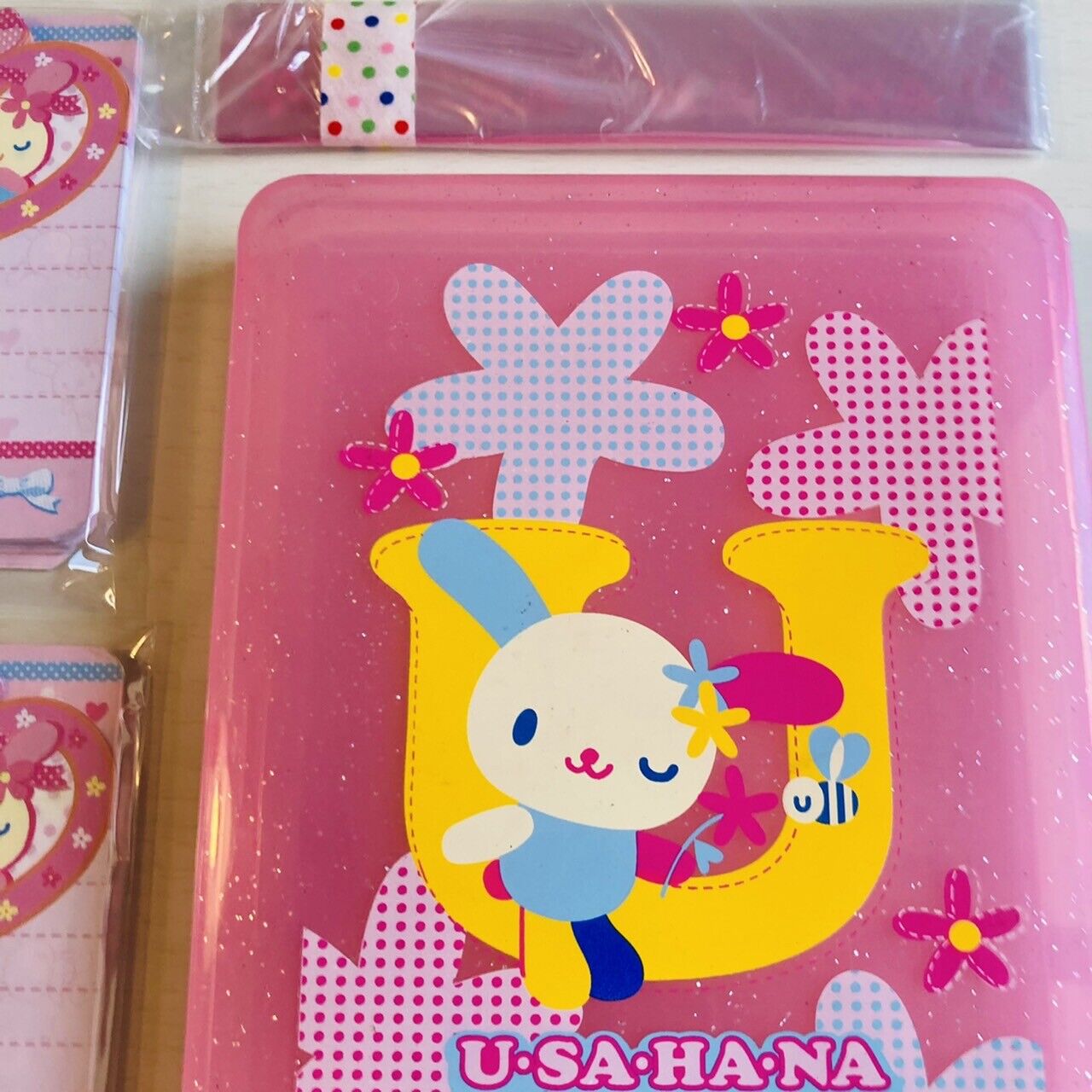 Sanrio Usahana Memo Pad Notepad Ruler Case Set Stationery Pink Kawaii Character