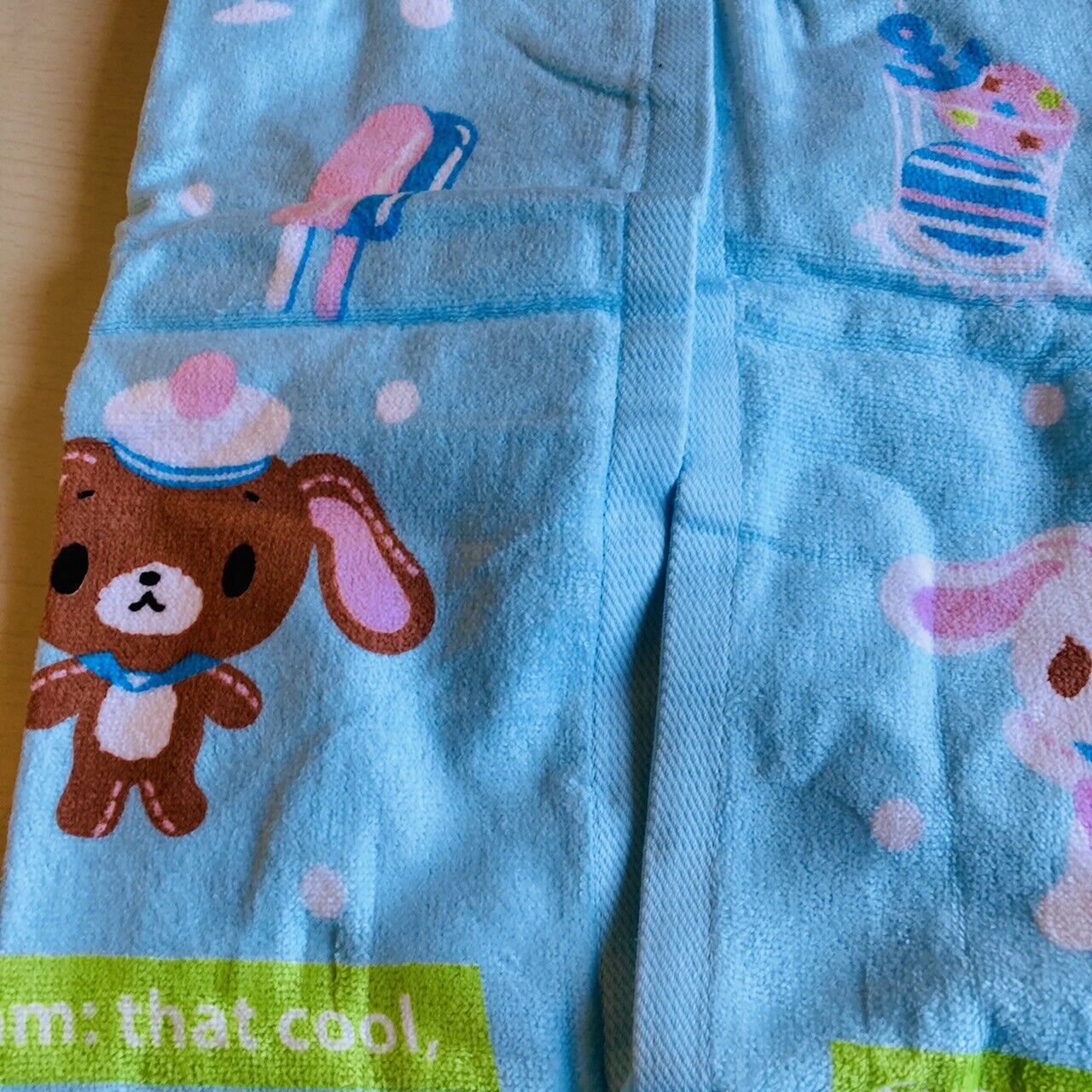 Sanrio Sugar Bunnies Hooded Towel Blue Swimming Beach Summer Characters Rare