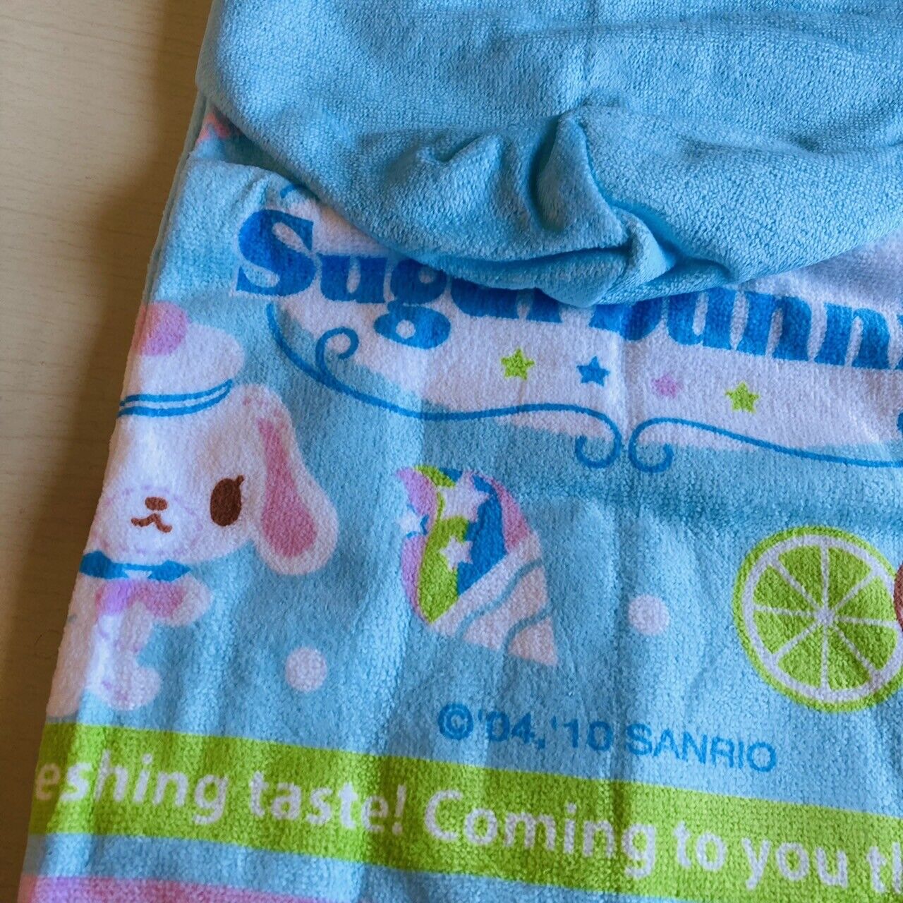 Sanrio Sugar Bunnies Hooded Towel Blue Swimming Beach Summer Characters Rare