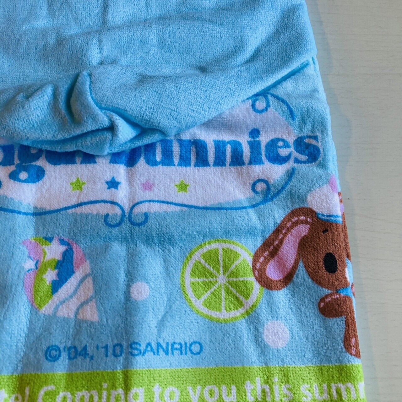 Sanrio Sugar Bunnies Hooded Towel Blue Swimming Beach Summer Characters Rare