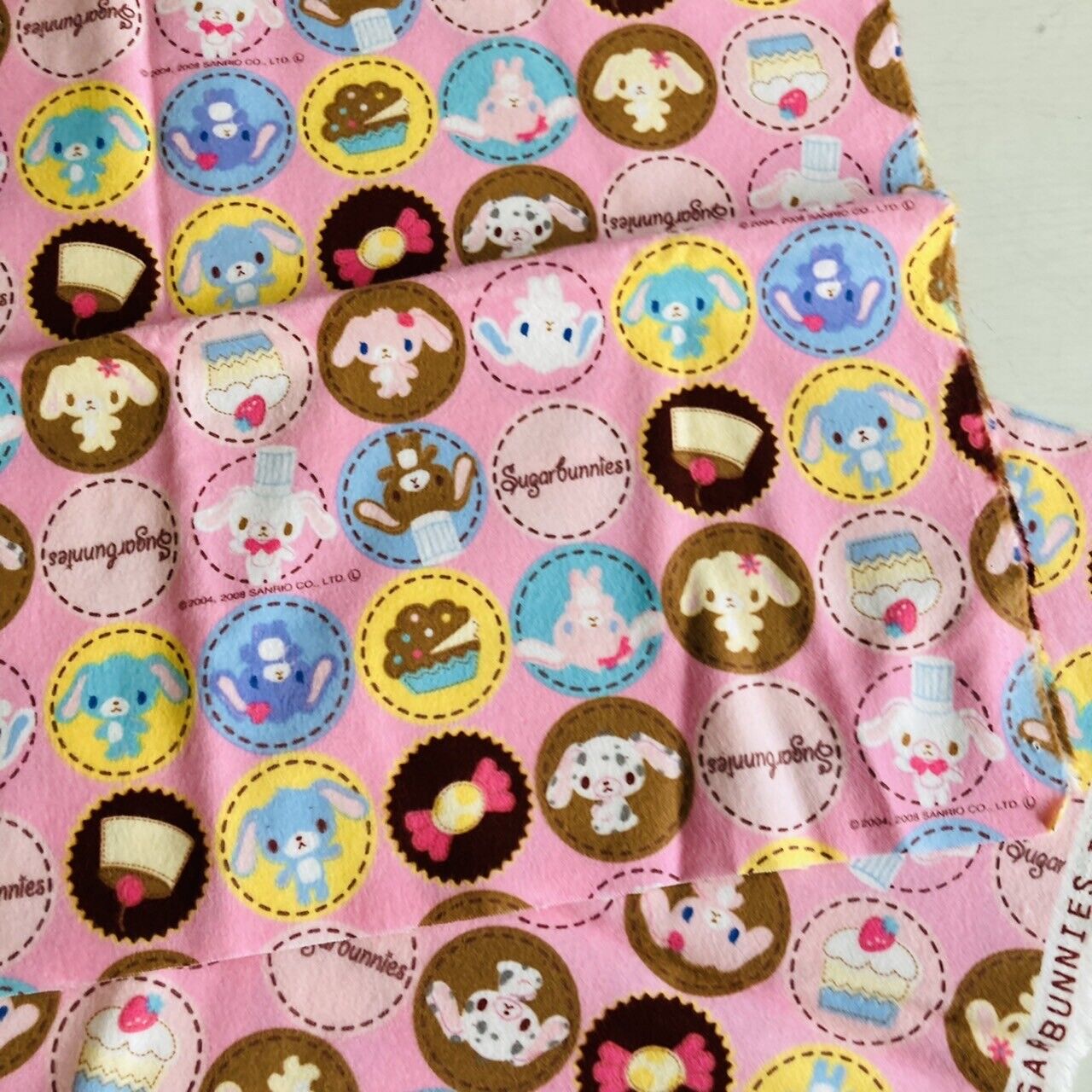 Sanrio Sugar Bunnies Printed Cotton Flannel Cloth Sewing Needlework Patchwork