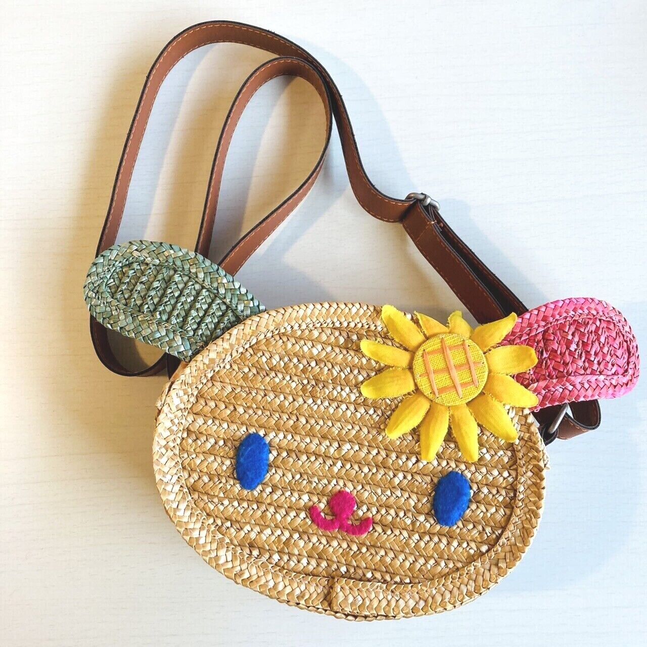 Sanrio Usahana Purse Handbag Small Mini Straw Bag Sunflower Kids Kawaii Rare