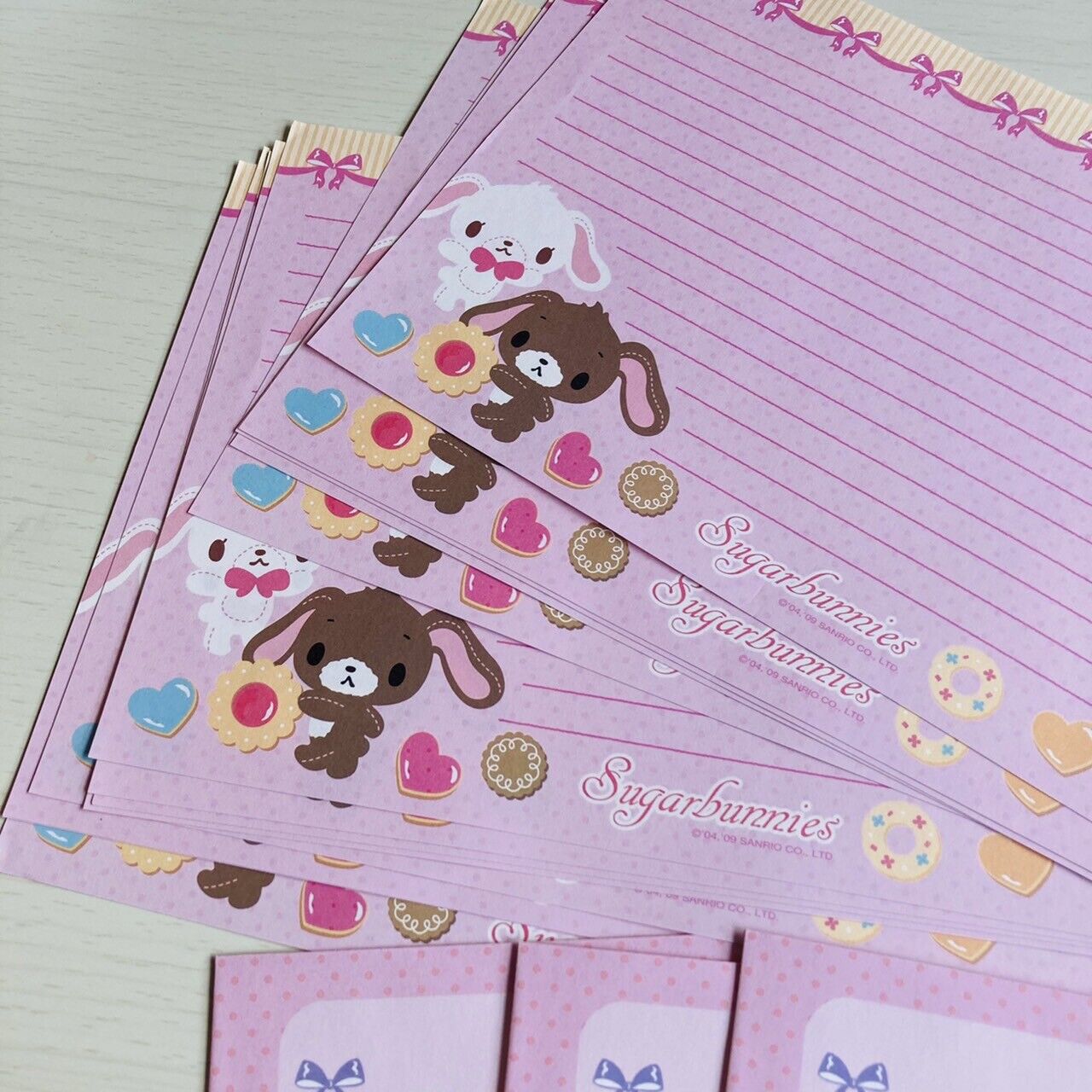 Sanrio Sugar Bunnies Letter Writing Envelope Stickers Set Stationery Pink Kawaii