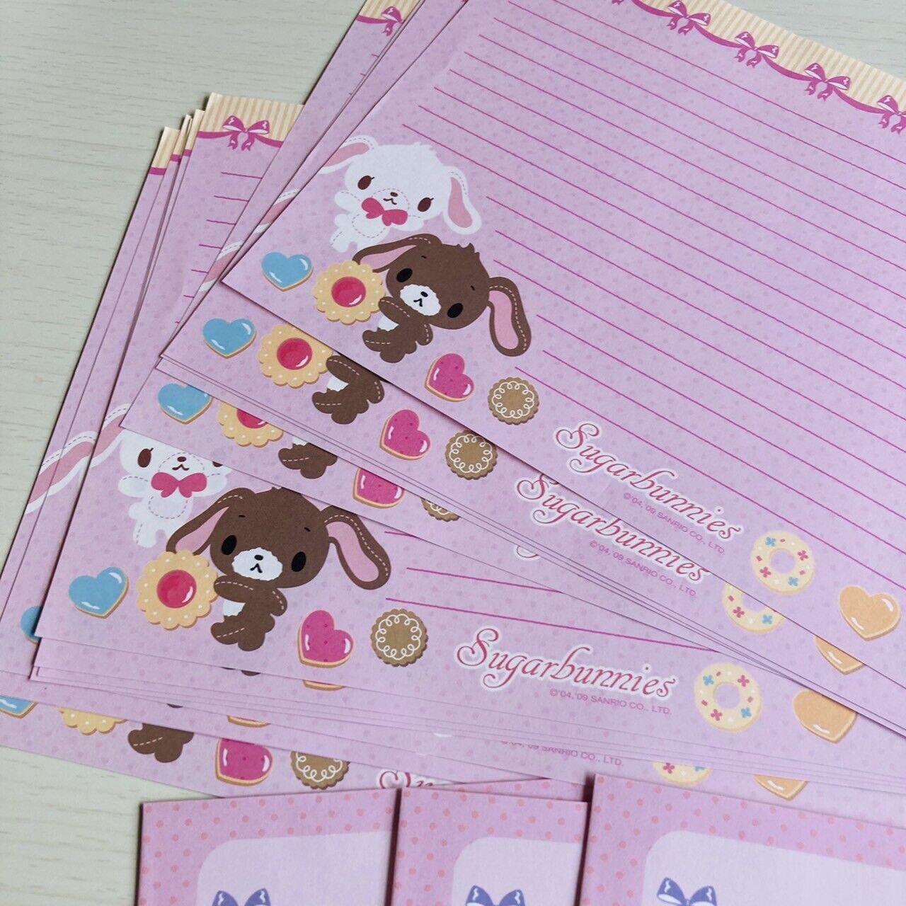 Sanrio Sugar Bunnies Letter Writing Envelope Stickers Set Stationery Pink Kawaii