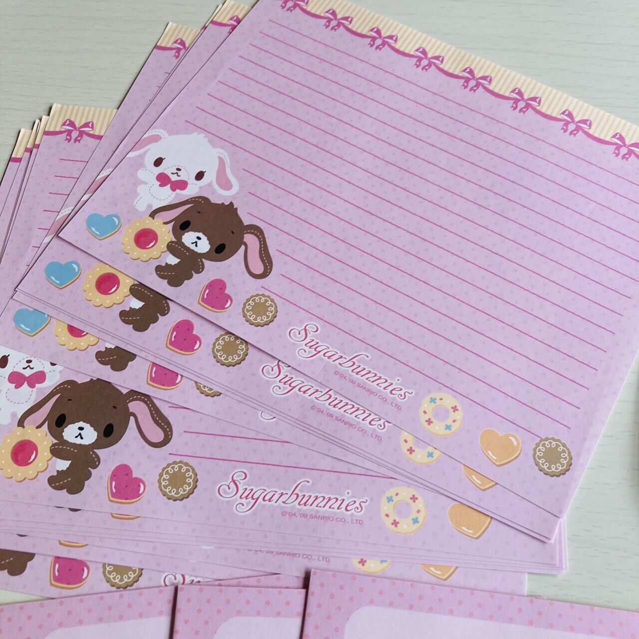 Sanrio Sugar Bunnies Letter Writing Envelope Stickers Set Stationery Pink Kawaii