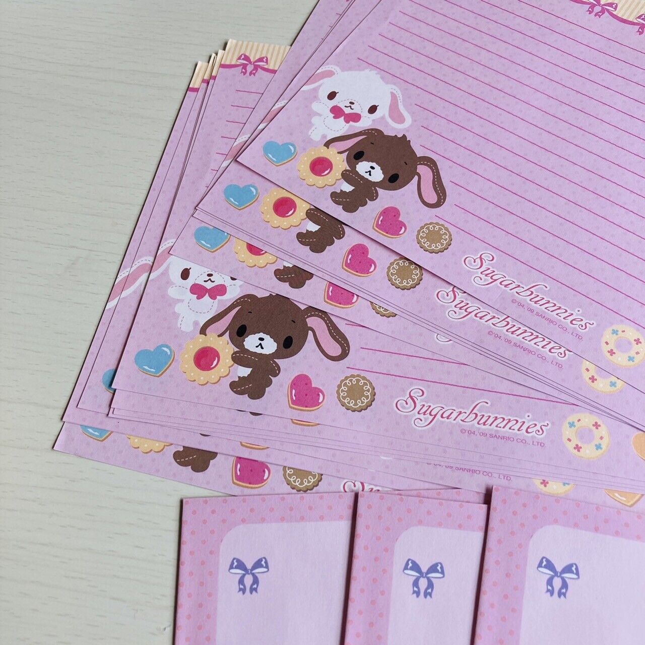 Sanrio Sugar Bunnies Letter Writing Envelope Stickers Set Stationery Pink Kawaii