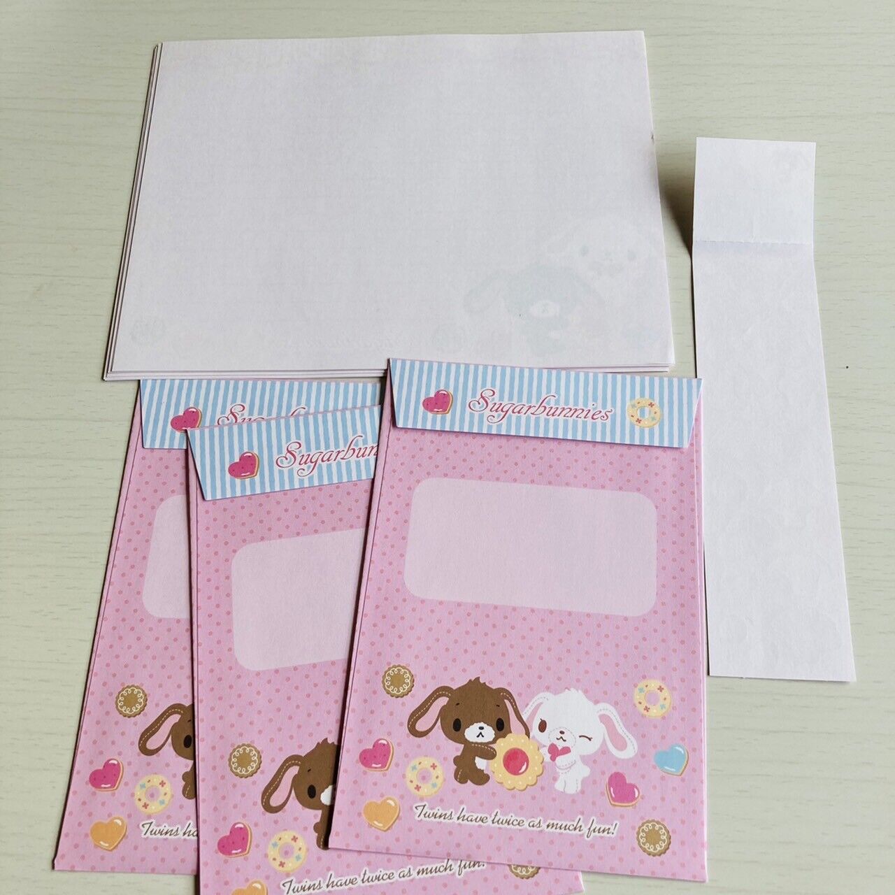 Sanrio Sugar Bunnies Letter Writing Envelope Stickers Set Stationery Pink Kawaii