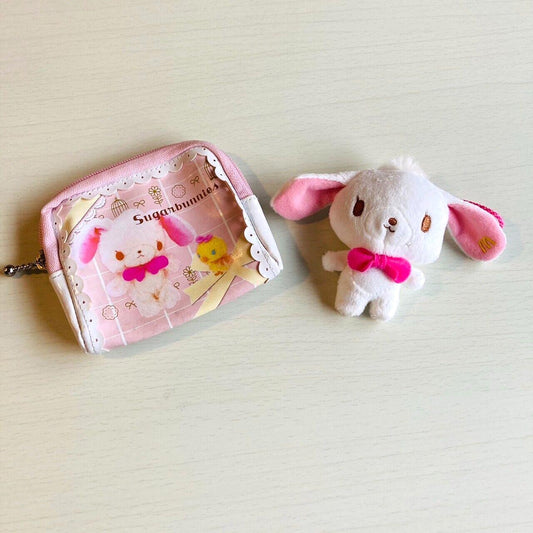 Sanrio Sugar Bunnies Small Mini Pouch Makeup Bag Soft Stuffed Plush Toy 2 Set