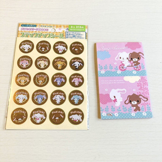 Sanrio Sugar Bunnies Stickers Memo Pad Stationery Set Pink Kawaii Character Rare