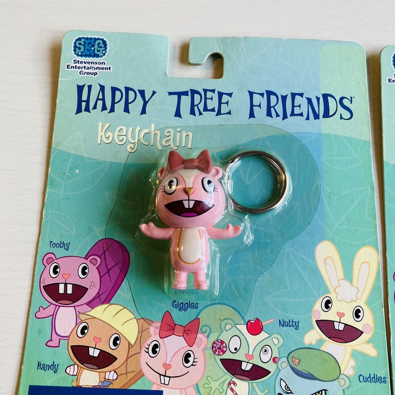 Happy Tree Friends Giggles Cuddles Keychain Keyring Set Pair 2 Pink Yellow Rare