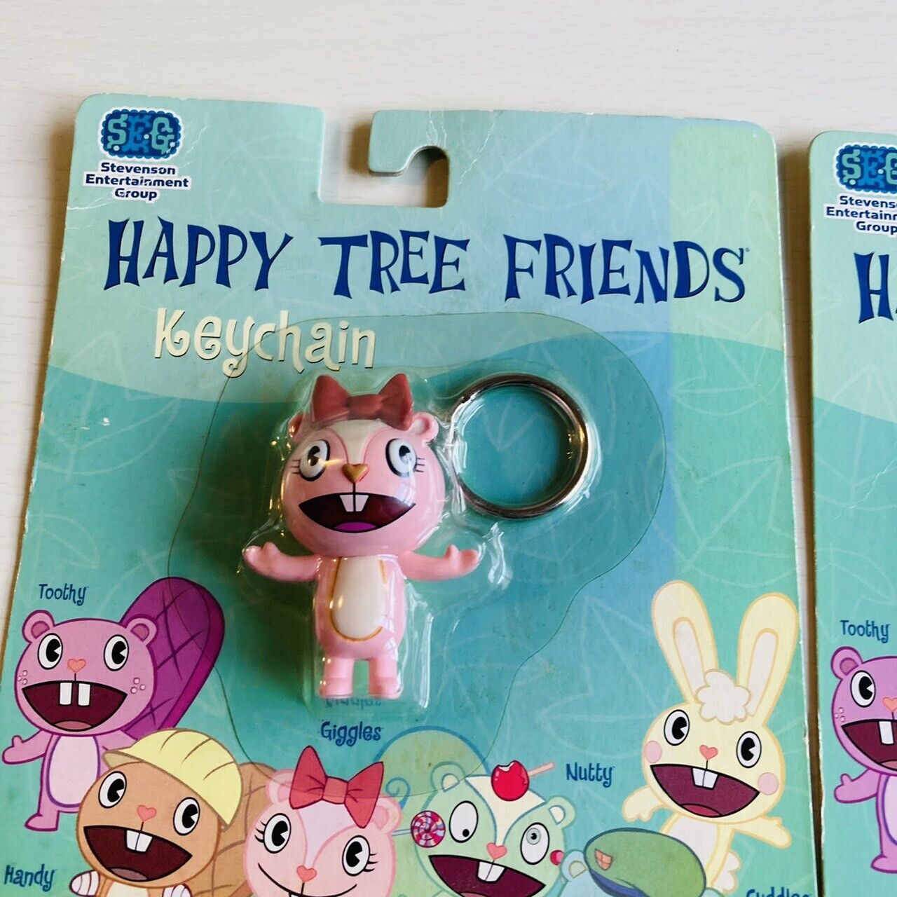 Happy Tree Friends Giggles Cuddles Keychain Keyring Set Pair 2 Pink Yellow Rare