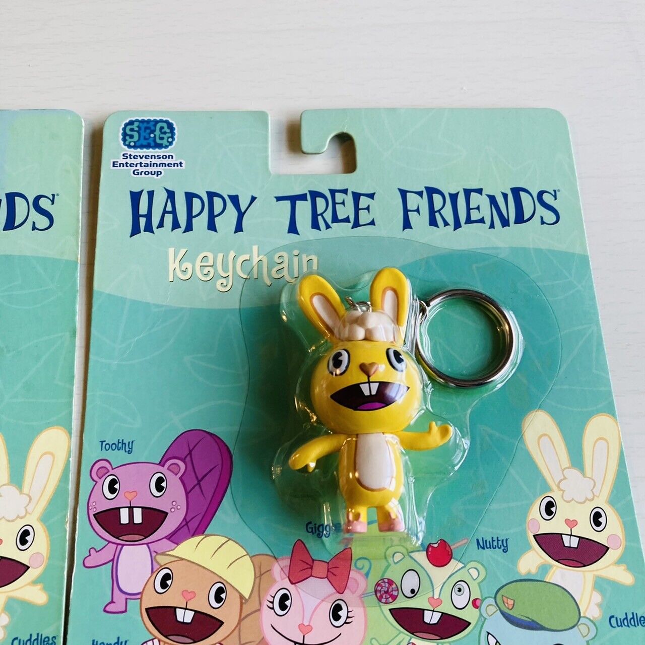 Happy Tree Friends Giggles Cuddles Keychain Keyring Set Pair 2 Pink Yellow Rare