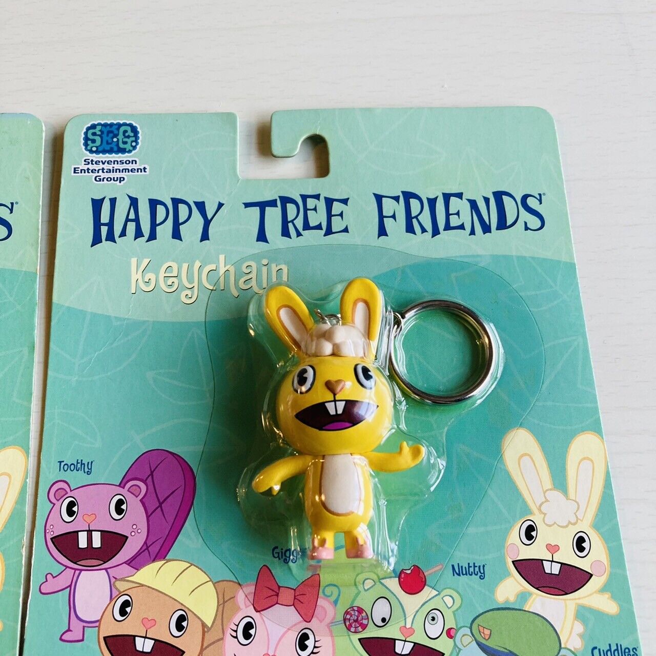 Happy Tree Friends Giggles Cuddles Keychain Keyring Set Pair 2 Pink Yellow Rare