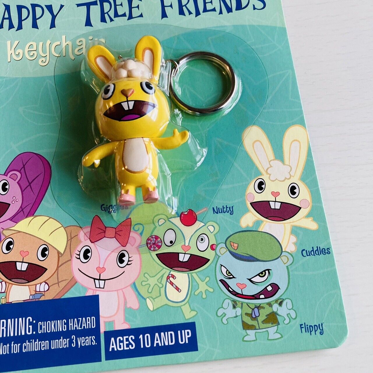 Happy Tree Friends Giggles Cuddles Keychain Keyring Set Pair 2 Pink Yellow Rare