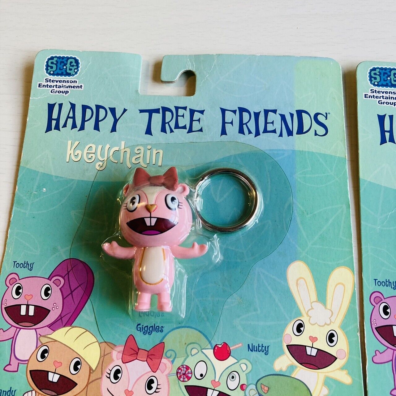 Happy Tree Friends Giggles Cuddles Keychain Keyring Set Pair 2 Pink Yellow Rare