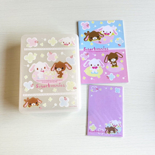 Sanrio Sugar Bunnies Memo Pad Notepad Box Case Container Set Stationery Kawaii