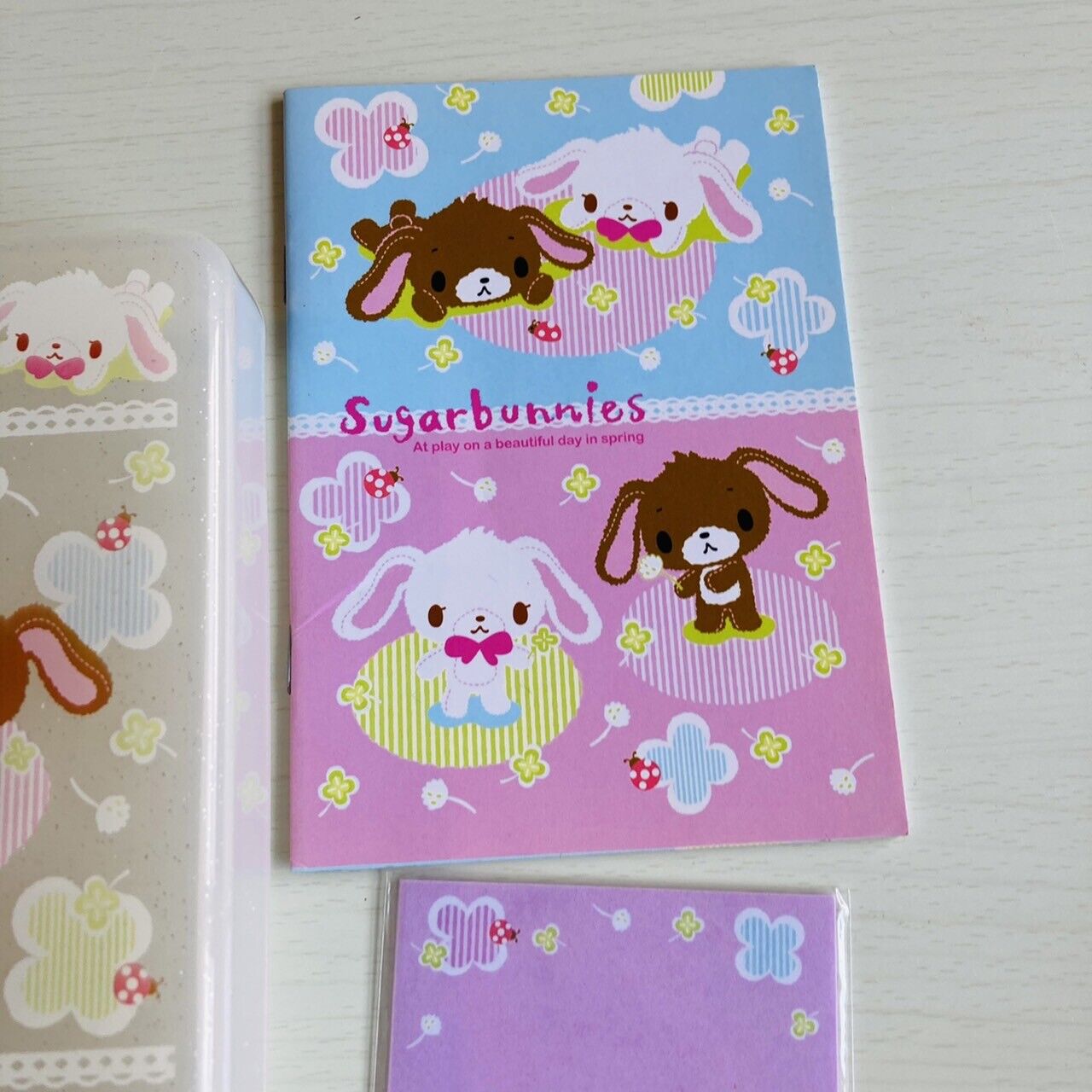 Sanrio Sugar Bunnies Memo Pad Notepad Box Case Container Set Stationery Kawaii