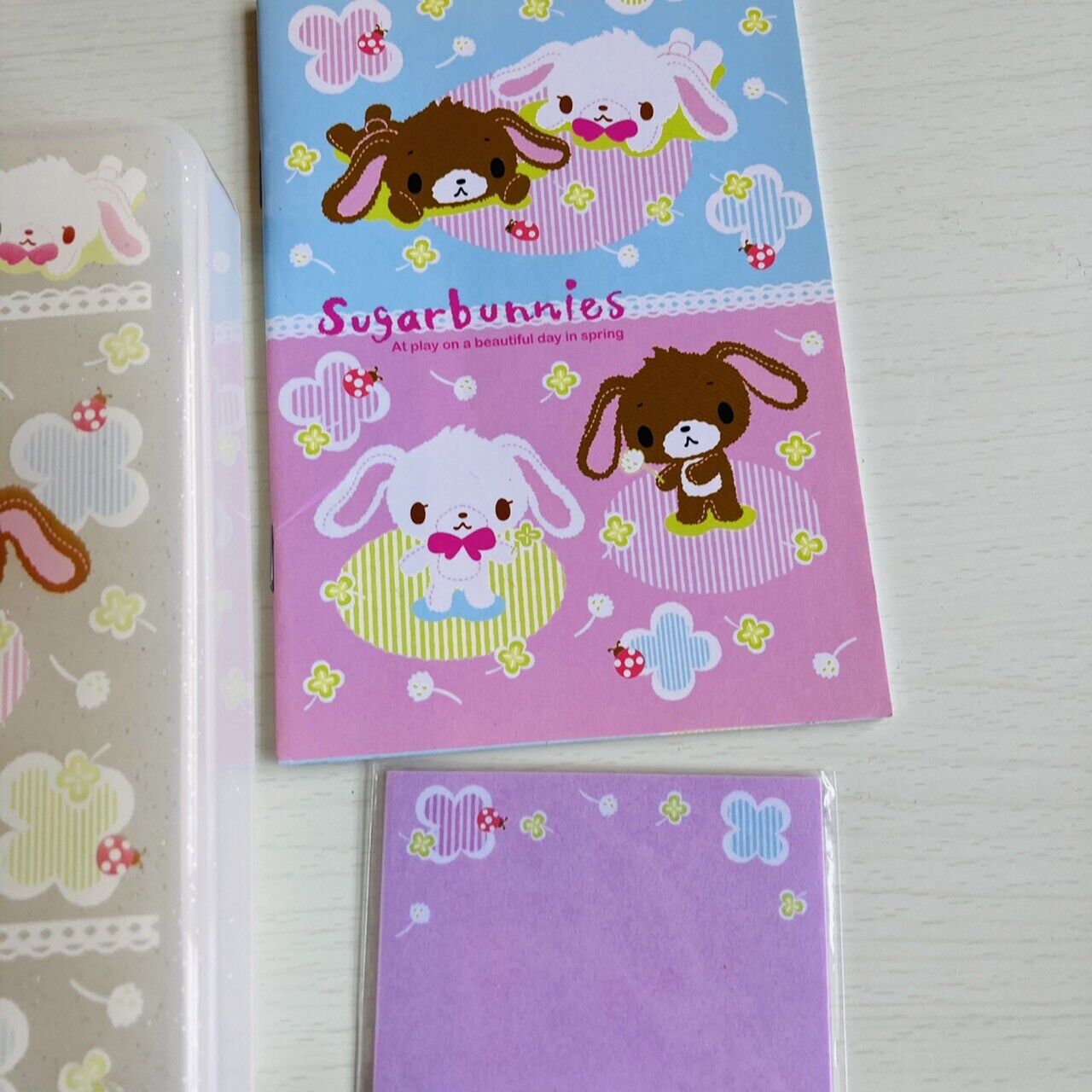 Sanrio Sugar Bunnies Memo Pad Notepad Box Case Container Set Stationery Kawaii