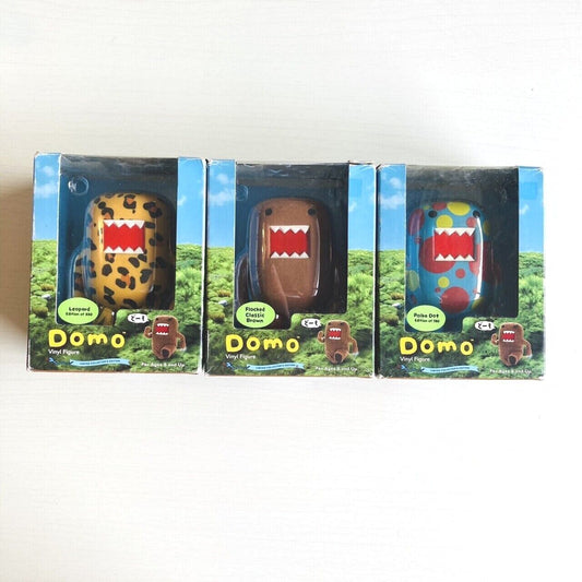 DOMO kun Figure Normal Leopard Print Polka Dot 3 Set Doll Toy NHK Character Rare