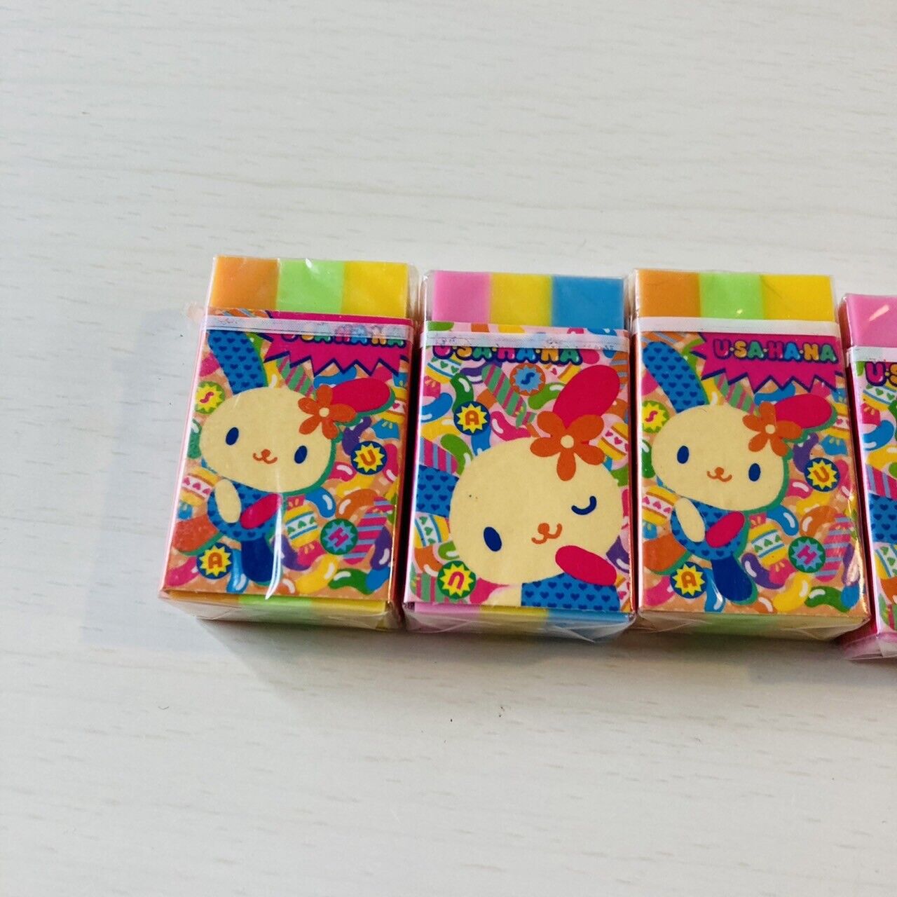 Sanrio Usahana Eraser Rubber Stationery 4 Set Colorful Rabbit Kawaii Character