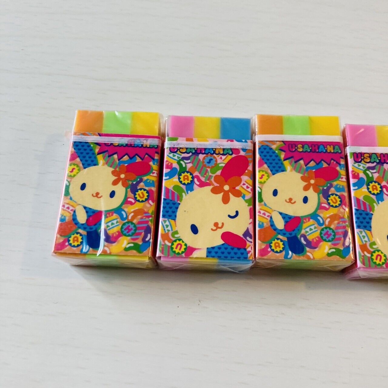 Sanrio Usahana Eraser Rubber Stationery 4 Set Colorful Rabbit Kawaii Character